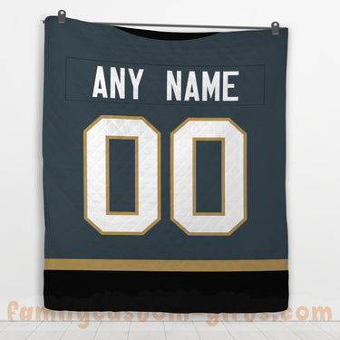 Custom Premium Quilt Blanket Vegas Jersey Ice Hockey Personalized Quilt Gifts for Her & Him